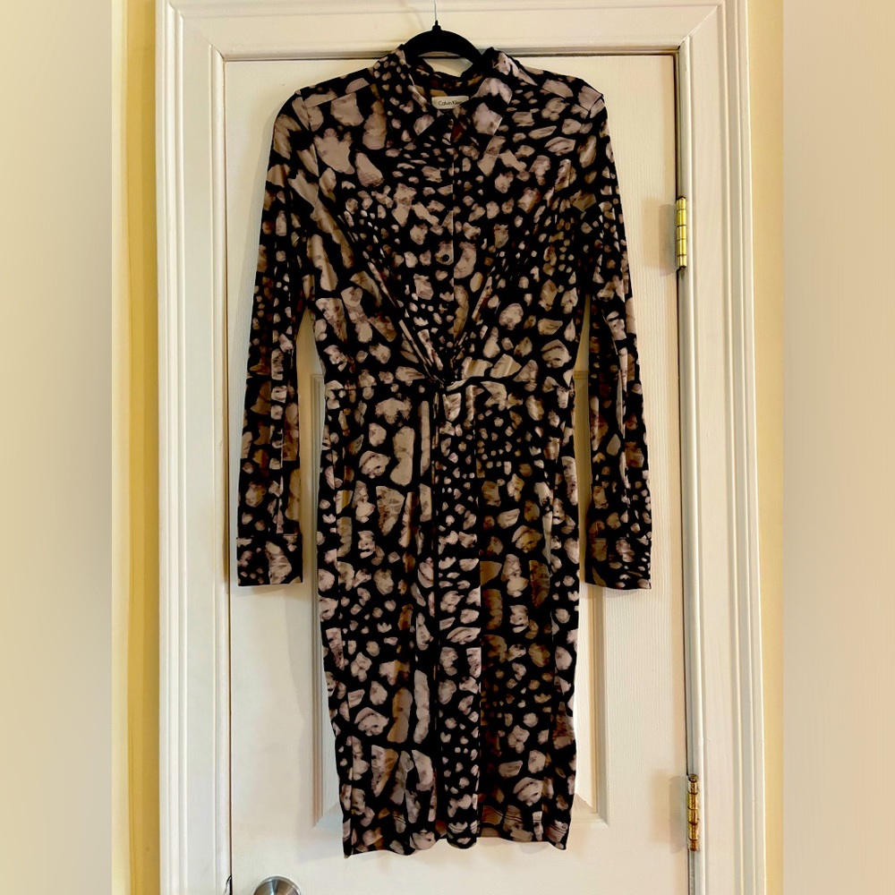 Vintage Calvin Klein Leopard Like Print Dress